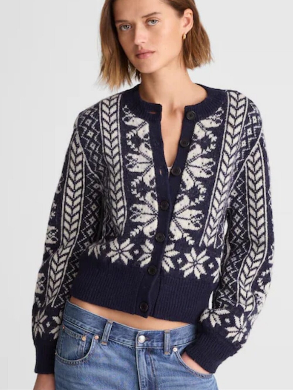 Madewell Fair Isle Cardigan Jacket in Wool NY484 Size S NWT - Picture 4 of 9